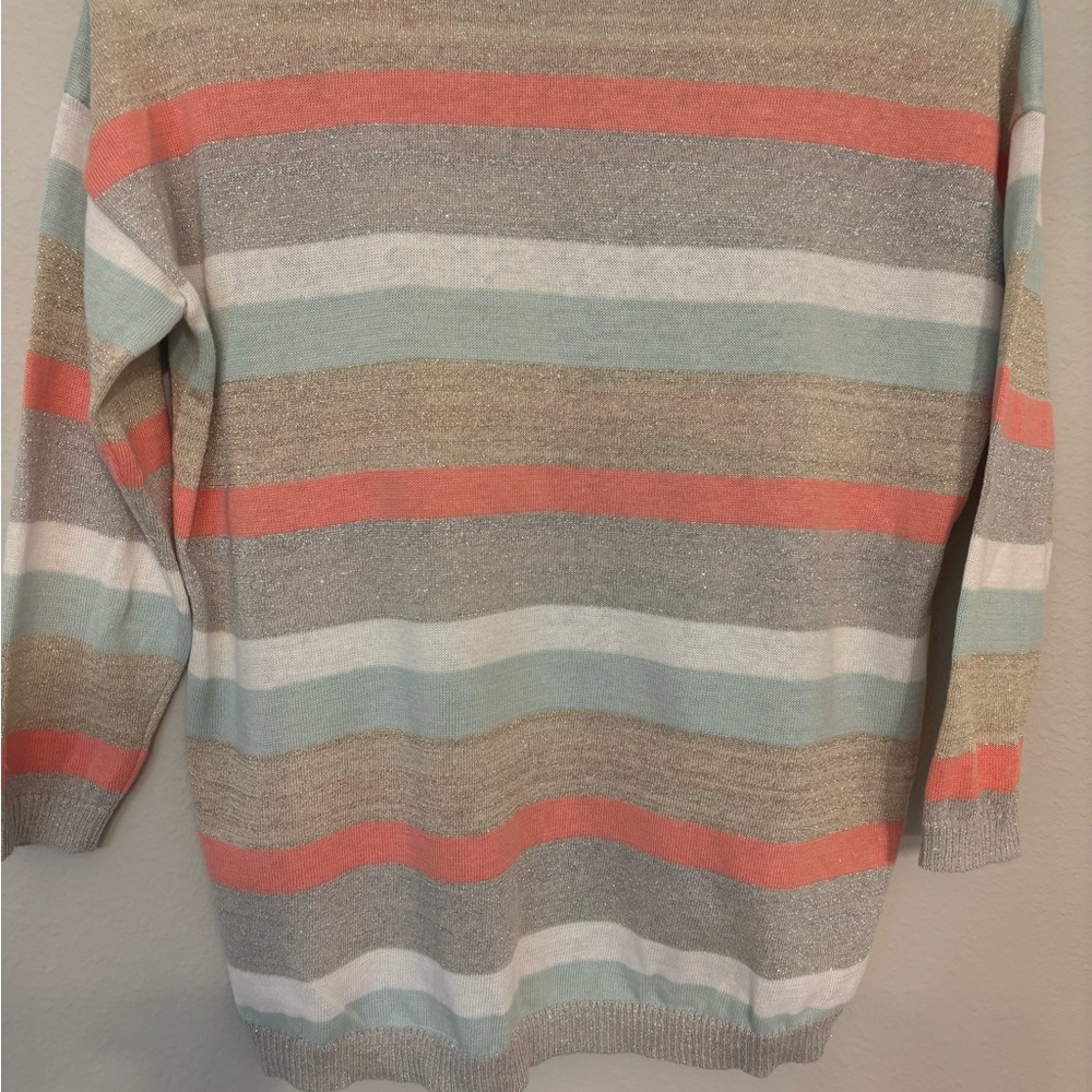 LOFT Women's Colorful Striped Crew Neck Sweater - Picture 4 of 4